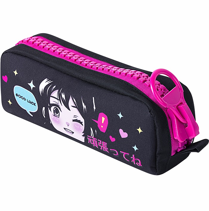Пенал BRAUBERG с объемной "тракторной" молнией, 1 отделение, ткань, 22х8х6,5см, Anime girl, 271566