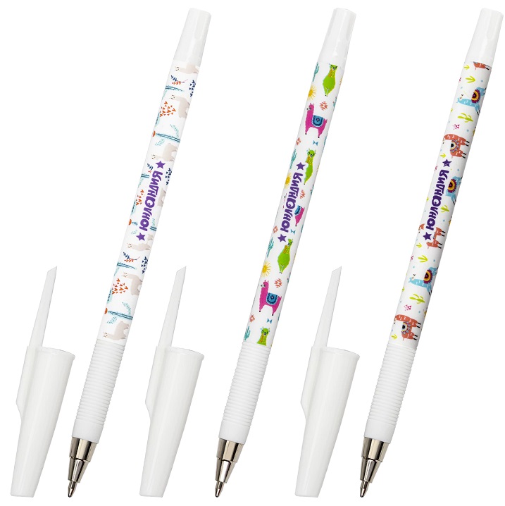 Ручка шариковая ЮНЛАНДИЯ "LAMA", синяя, SOFT-TOUCH покрытие, узел 0,7 мм, линия 0,35мм, 143735