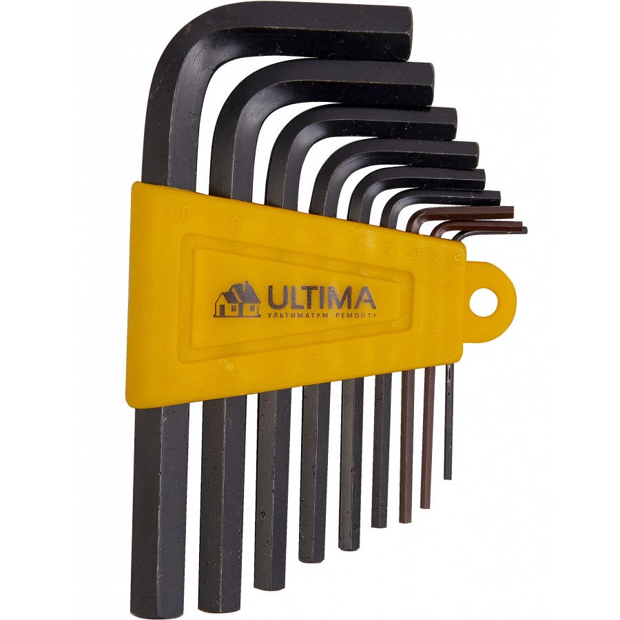 Набор ключей имбусовых ULTIMA HEX 122002, 1,510 мм, CrV, 9 шт., окид, короткие