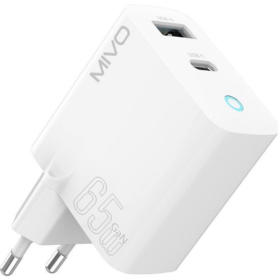 Сетевое ЗУ 1USB/1Type-C MIVO MP-650Q, белый, 65W
