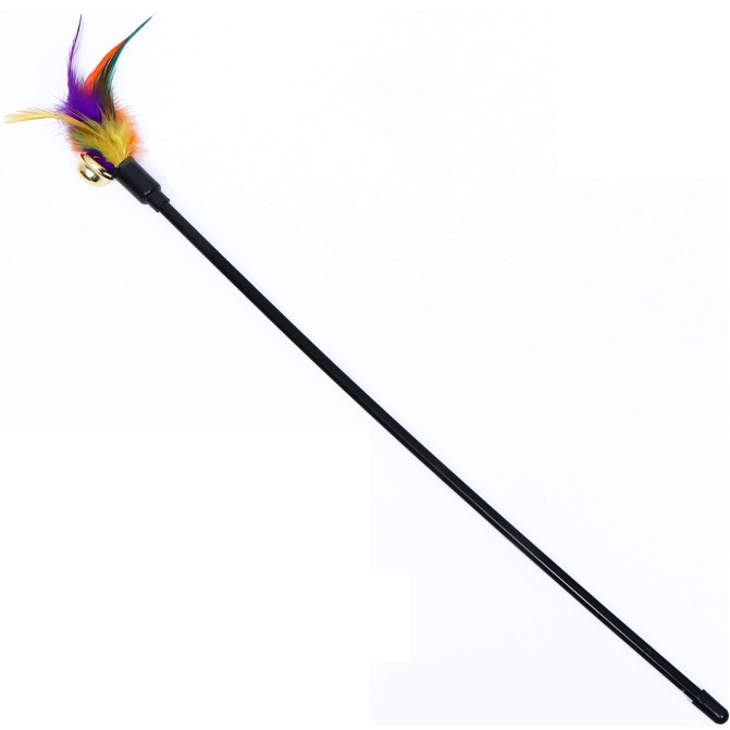 Дразнилка с пёрышками и бубенчиком, 46 см, микс цветов