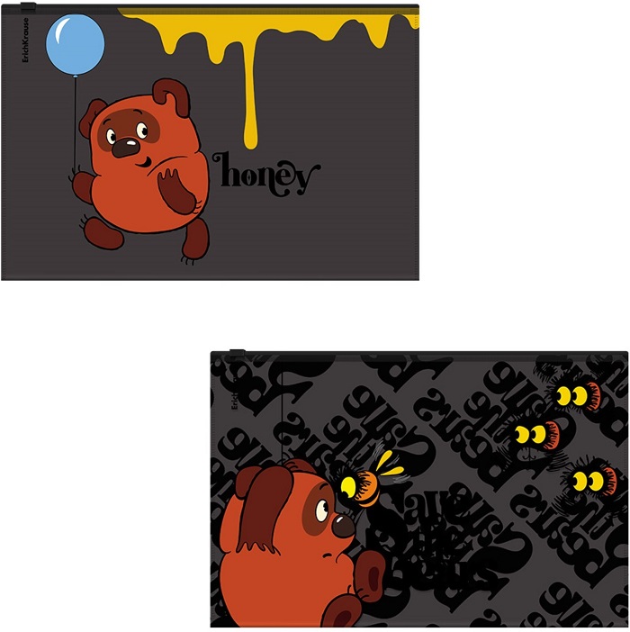 Папка-конверт на ZIP-молнии B5, 160 мкм, ErichKrause "Винни-Пух", микс