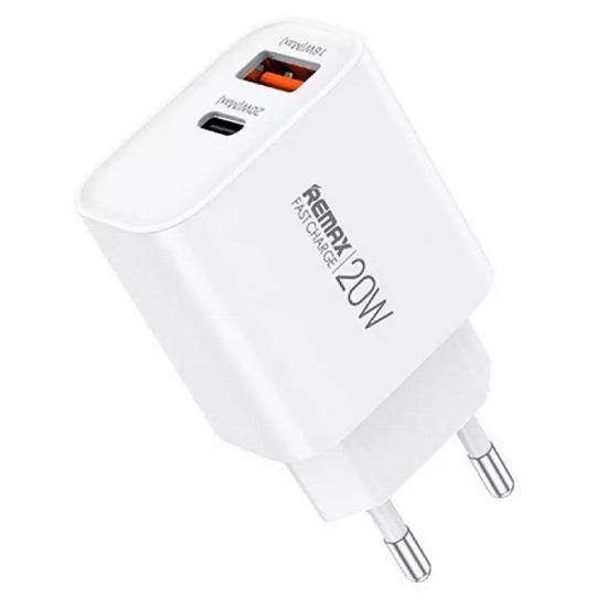 Сетевое ЗУ 1USB/1Type-C REMAX RP-U120, белый, Type-C - Type-C, 20W