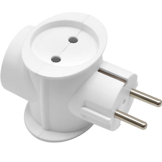 Сетевой разветвитель 3гн. DEFENDER TG-04, белый, 10A, 1 с/з+2 б/з, круглый, 220 - 230 В / 50-60 Гц (1/100)