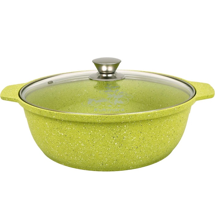 Кастрюля-жаровня 4л KUKMARA ж41tsl, линия "Trendy style" (lime), со стеклянной крышкой