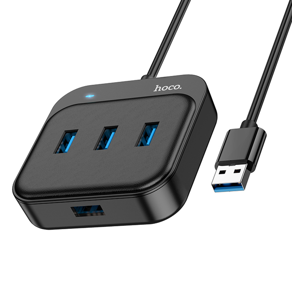 USB-Хаб HOCO HB31, 4USB 2.0, кабель USB 0,2м, чёрный