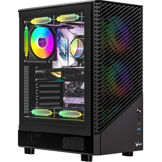 Кormula Mana Geometry черный без БП ATX 3x120mm 1xUSB3.0 1xUSB3.1 audio bott PSU