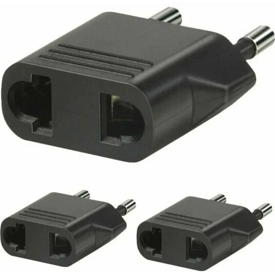 Переходник AMFOX Евро в розетку 3шт, черный