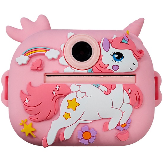 Детская камера c печатью фотографий Kid Joy Print Cam, 2,4'' HD экран, (KDJ-P14) розовая с единорогом