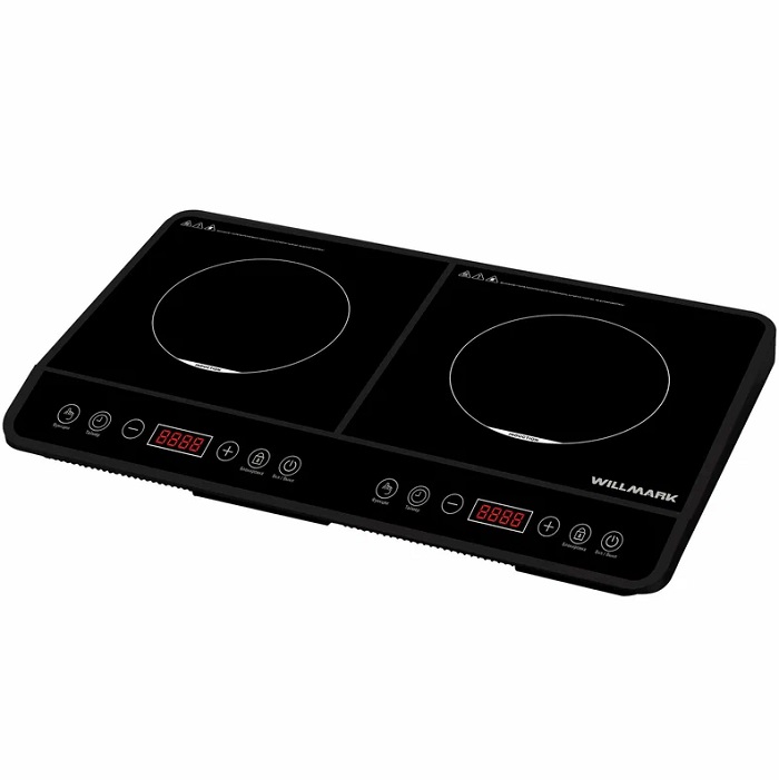Плита индукционная WILLMARK WIP-2110BT черный (2000+2000Вт, 2 конф.,10 ур.мощн,10 ур темп,сенсор. панель)