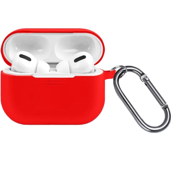 Силиконовый чехол SILICONE CASE для AirPods Pro 2, №10_красный, с карабином