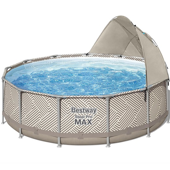 Бассейн каркасный BESTWAY 561FY Steel Pro Max 396x107см, 11133 л, фил.-нас. 2006 л\ч, лестн, тент, навес