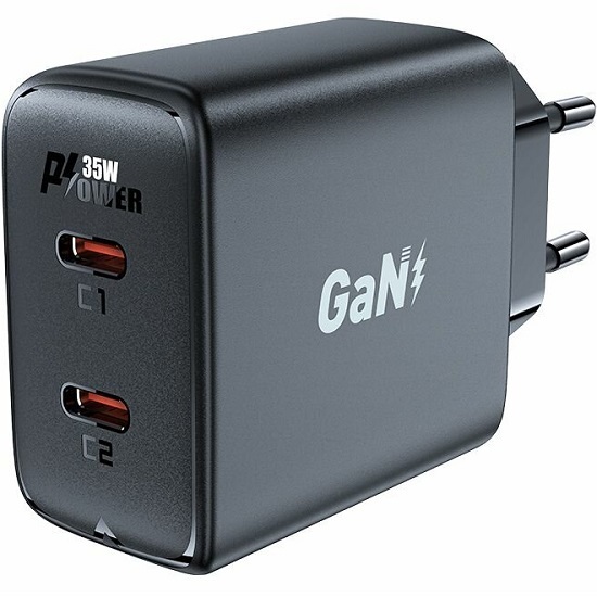 Сетевое ЗУ 2Type-C ACEFAST A49, черный, 35Вт (6974316282198)