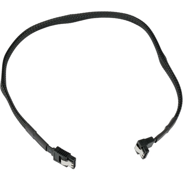 Кабель интерфейсный SATA Cablexpert CC-SATAM-DATA90-BLBR-50CM, Sata3 7pin/7pin, мет.защелка, угловой разъем, 50см, черный, оплетка, пакет