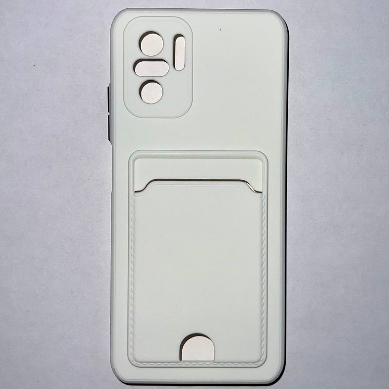 Силиконовый чехол BUTTON для Xiaomi Redmi NOTE 10 (4G) 2021/POCO M5S (2022) белый , с карманом для пластик карт