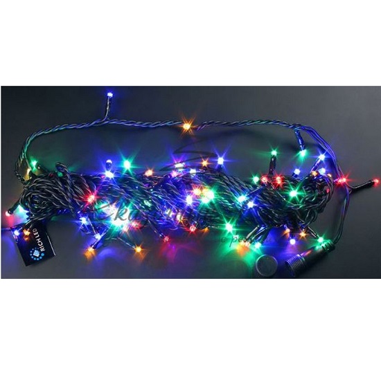 Гирлянда "Нитка" 240 ламп 15м черный провод разноцветная