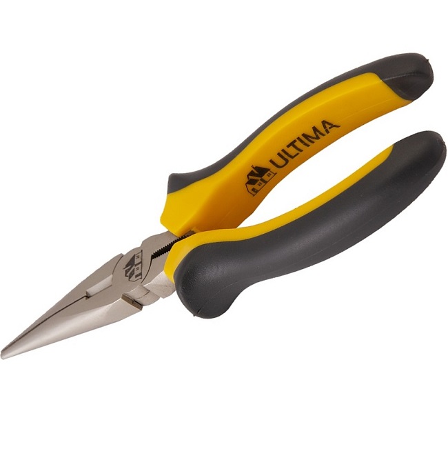 Длинногубцы 160мм ULTIMA 126005, прямые,двухкомп.рукоятки