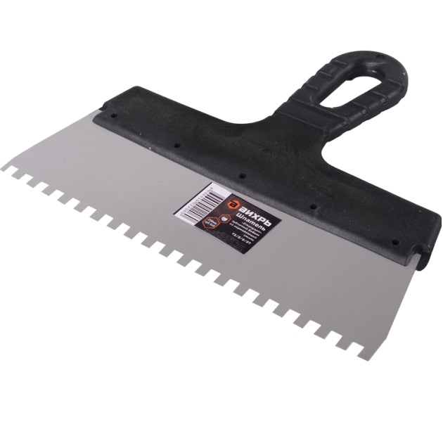 Шпатель зубчатый нерж.cталь пластиковая рукоятка 6х6 мм, 250мм ВИХРЬ 73/3/2/27