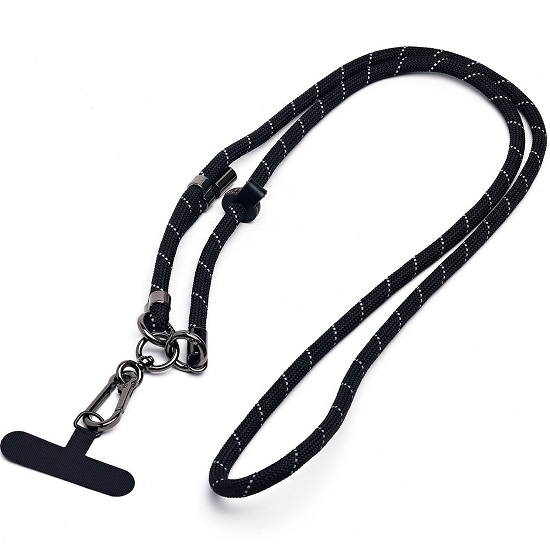 Шнурок текстильный на шею регулируемый (black)