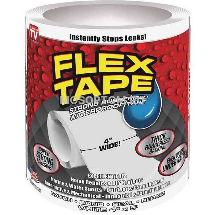 Лента гидроизоляционная FLEX TAPE для ремонта труб 10см*1,5м white (Китай)