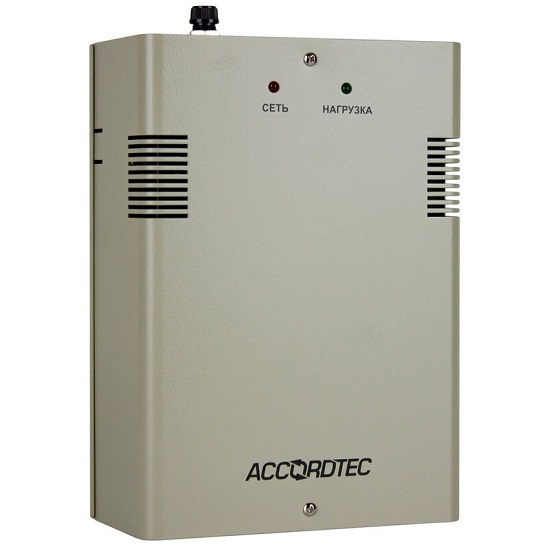 Источник бесперебойного питания AT-02335 AccordTec ББП-30 исп.1 Блок ИБП для ТСБ DC 12В 3А под АКБ 7 Ач, корпус металлический серый