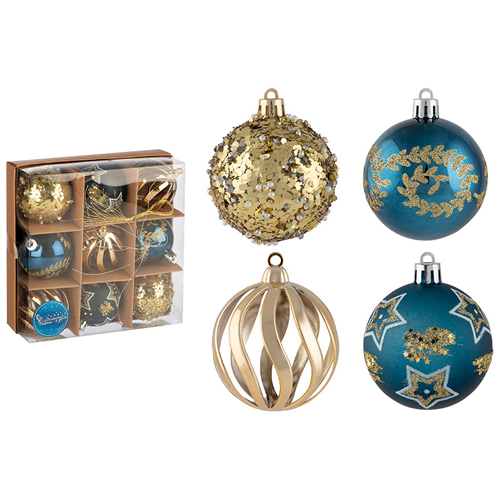 Набор шаров 6 см, 9 шт, цвет: темно-синий, золотой SYQB1-0123062 арт.106336