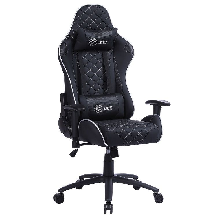 Кресло игровое CACTUS CS-CHR-030BLS черный/серебристый сиденье черный/серебристый эко.кожа с подголов. крестовина металл пластик черный