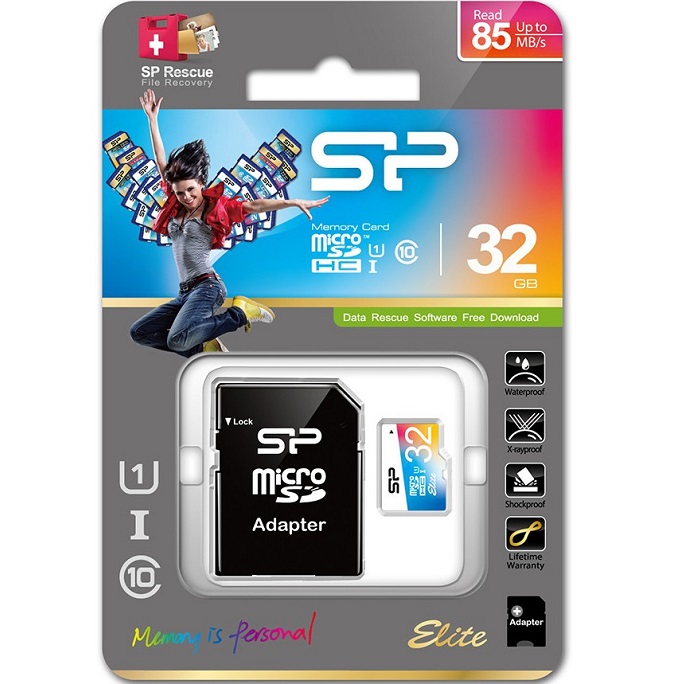 Micro SD 32Gb Silicon Power Class 10 Elite COLORED (85Mb/s-15Mb/s) с адаптером