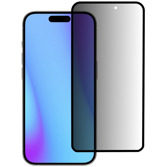 Противоударное стекло 5D WALKER для iPhone 15 Pro черное, Антишпион