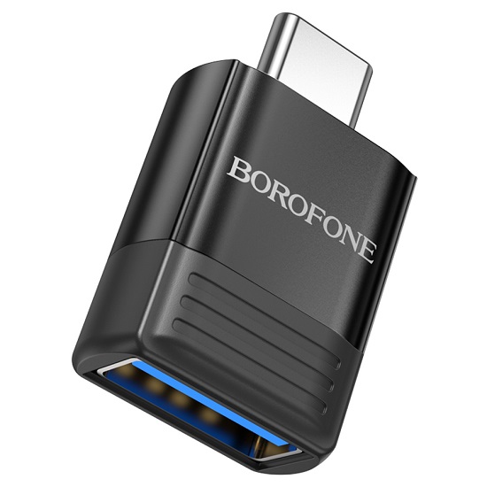 Переходник USB <--< Type-C BOROFONE BV18 чёрный
