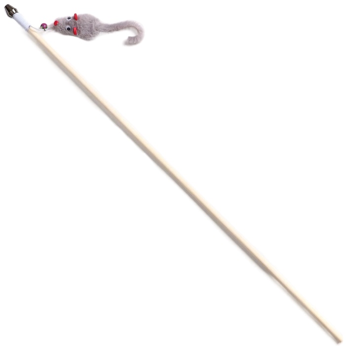 Дразнилка - удочка "Мышка с колокольчиком" на деревянной палочке, микс цветов  9157063