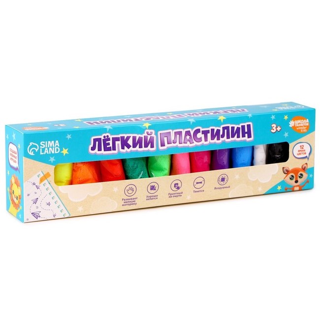 Воздушный пластилин, 12 цветов