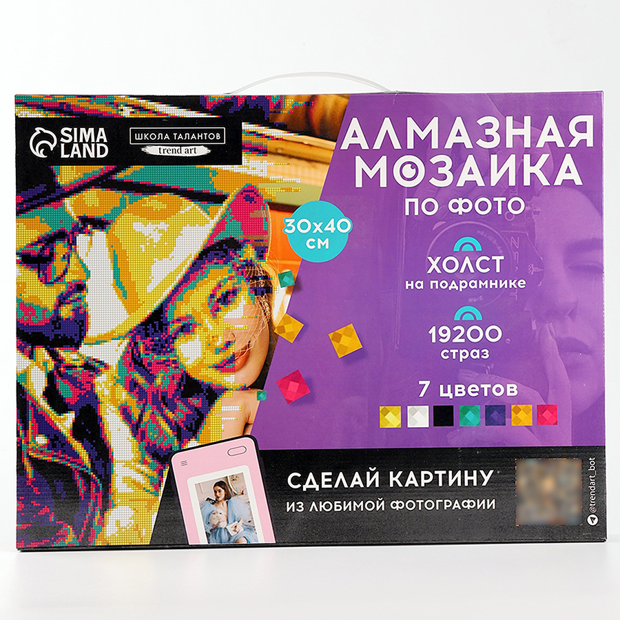 Алмазная мозаика по фото с полным заполнением «Pop Art», на холсте с подрамником