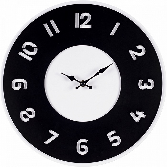 Часы настенные РУБИН "Классика, из МДФ, корпус белый+черный, d=35 (3529-002)