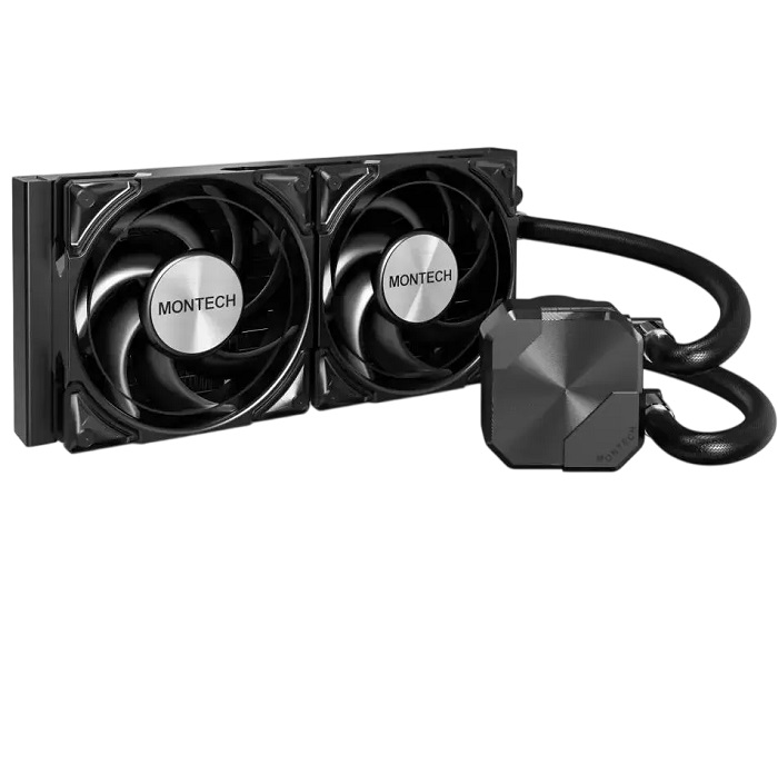 Система водяного для процессора Montech HyperFlow Silent 240 Soc-AM5/AM4/1200/1700/1851 черный 4-pin 24.8dB Al 310W Ret (HS240BK)