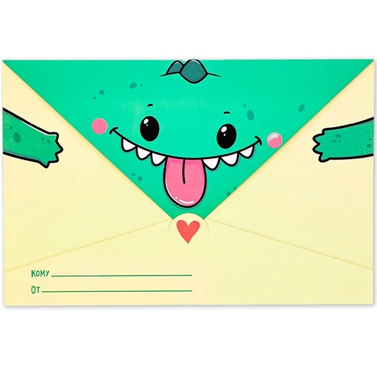 Открытка в форме конверта «Динозавр», 12 х 18 см 10820909
