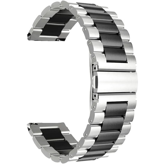 Металлический ремешок WB40 блочный на застежке Универсальный 20мм (silver/black)