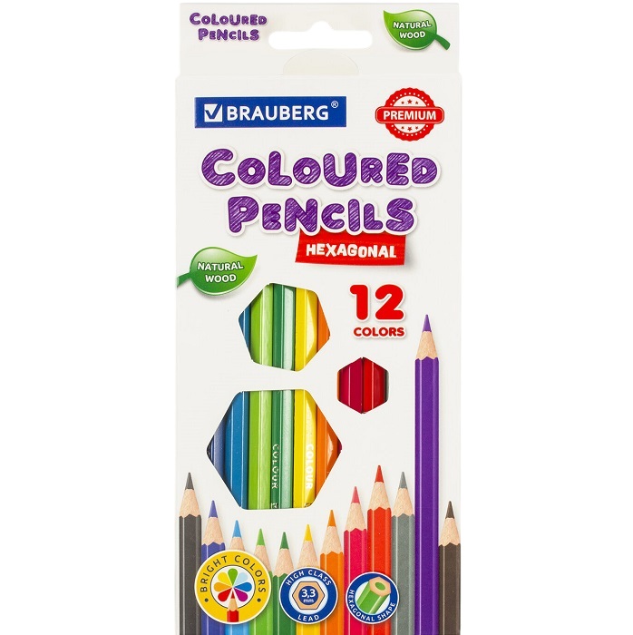 Карандаши цветные BRAUBERG PREMIUM, 12 цветов, 181656