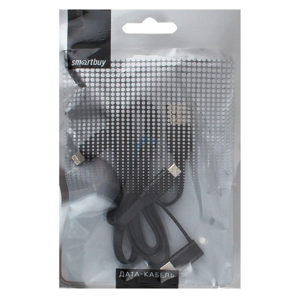 Кабель USB <--> microUSB/Type-C/Lightning 1.2м SMARTBUY  черный  (iK-312 black)