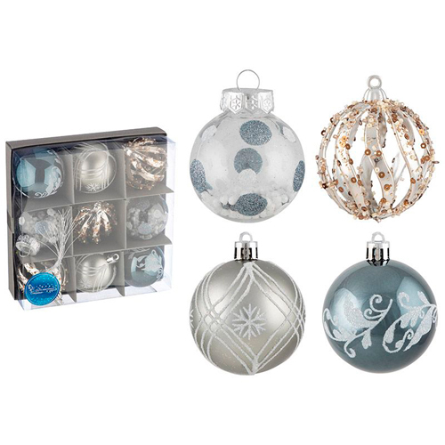 Набор шаров 6 см, 9 шт, цвет: темно- золотой, зелено-стальной, темно-синий SYQB1-0123102 арт.106337