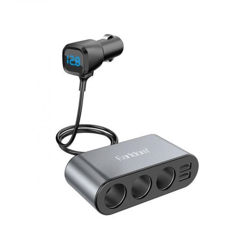 Разветвитель прикуривателя EARLDOM ES-CS2 120W (3выхода+2USB) черный
