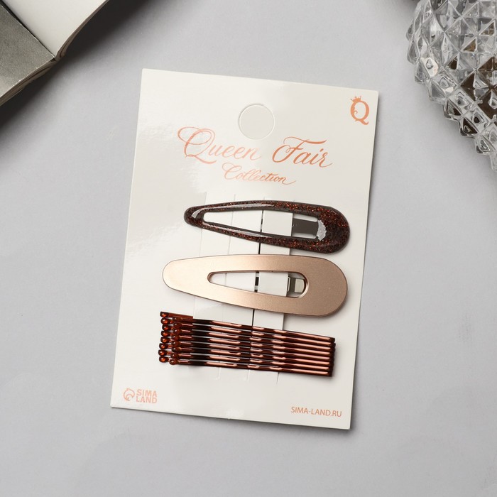 Невидимка для волос «Адель» (набор 10 шт) 5 см, бронза   9732094