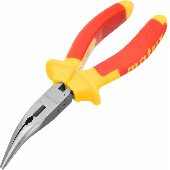 Длинногубцы изогнутые 160мм MATRIX Insulated 17472, 2к рукоятки