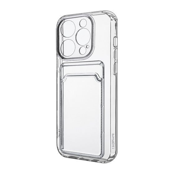 Силиконовый чехол Clear Card для iPhone 14 Pro прозрачный с карманом для пластиковых карт
