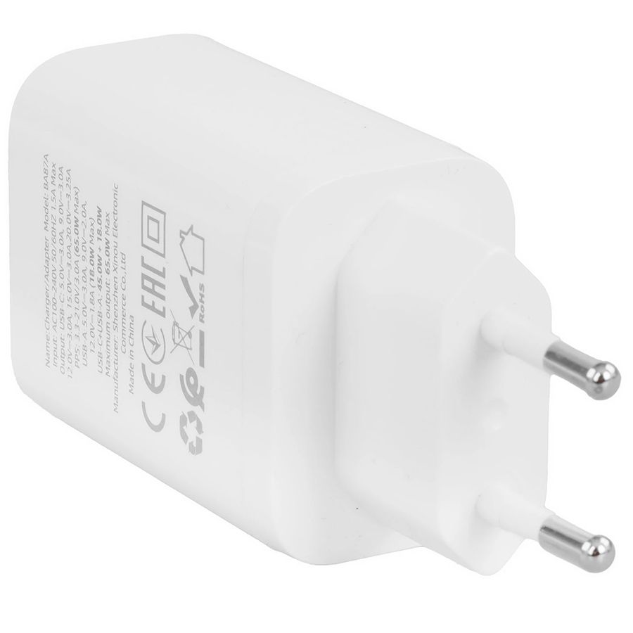 Сетевое ЗУ 1USB/1Type-C 3A BOROFONE BA87A White, PD65W