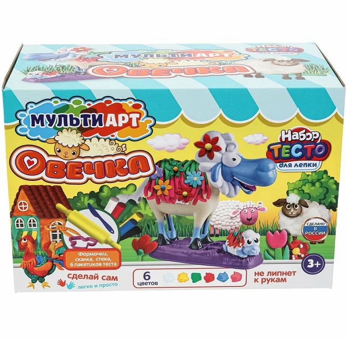 Набор для лепки с формочками Милая овечка 27 см MultiArt PDSET-MAOVECHKA