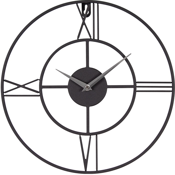 Часы настенные РУБИН "Классика" из металла, d=35 см, открытая стрелка, черный (3540-001