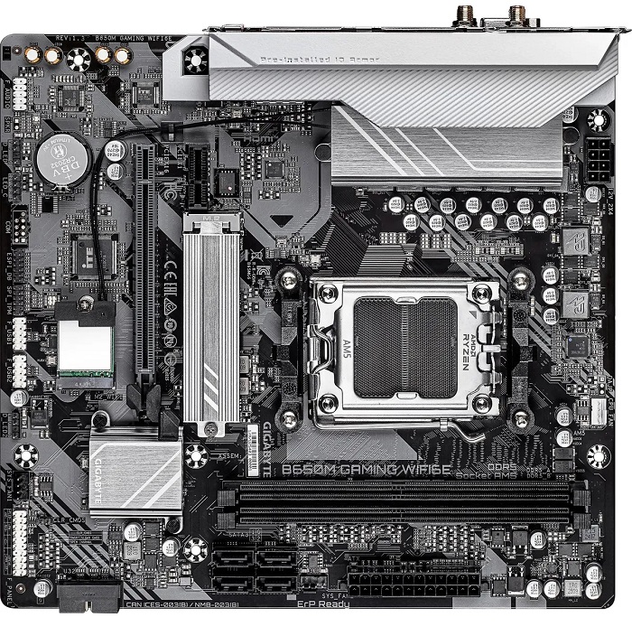 Материнская плата Gigabyte B650M GAMING WIFI6E, AM5, AMD B650, 2xDDR5, 4xSATA, 1xM.2, 1xPCIe 4.0 x16, 1xPCIe 3.0 x1, 1xD-Sub, 1xHDMI (v2.1), 1x2.5Gb L