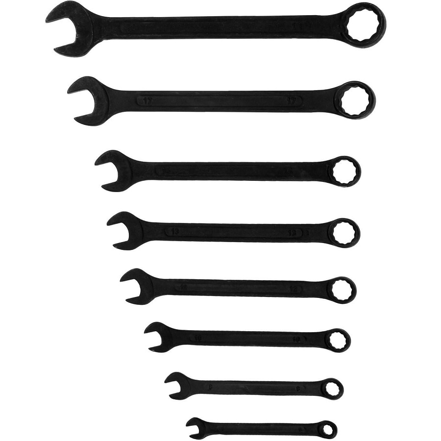 Набор ключей комбинированных в сумке ТУНДРА, фосфатированные, 6 - 19 мм, 8 шт. 878127