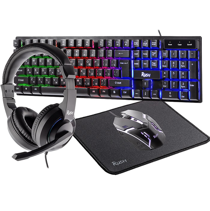 Набор Smartbuy F12 черный (SBC612GK) (клавиатура+мышь+гарнитура+коврик)
